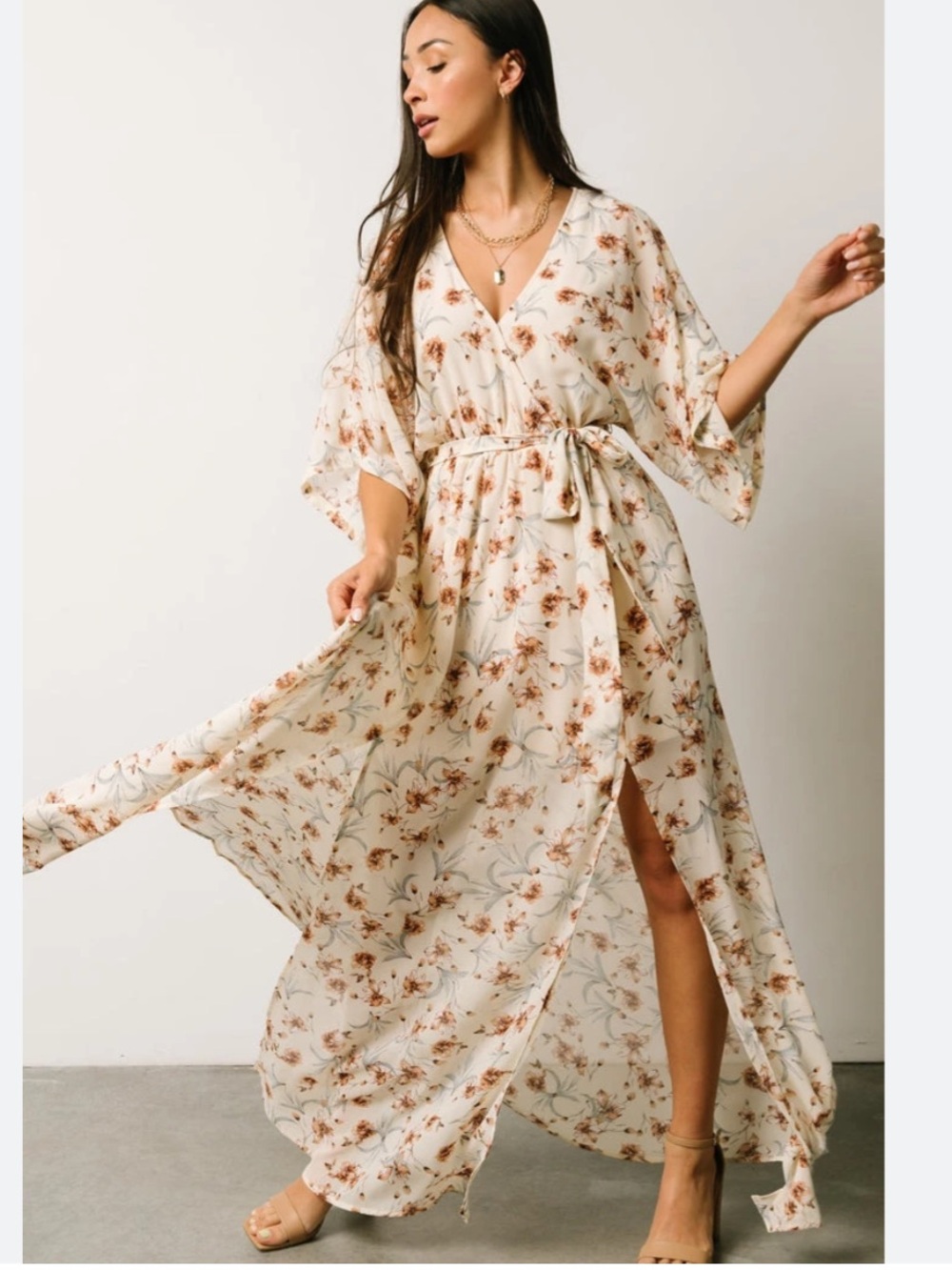 Baltic Born Corinth Print Maxi Dress in Cream Floral - XL
